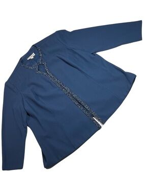 Vtg Karen Miller NY Women’s Size 20 Beaded Trim Jacket Blue Evening Formal Top